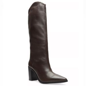 Western inspired Schutz knee high boots with chain detail